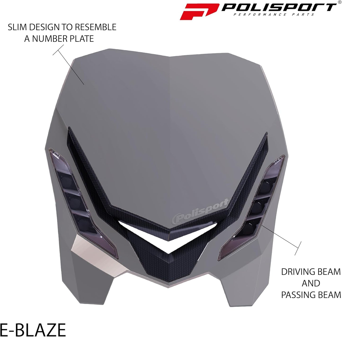 POLISPORT - FARO E-BLAZE LED MASCHERINA IN CARBONIO CROSS ENDURO GRIGIO NARDO