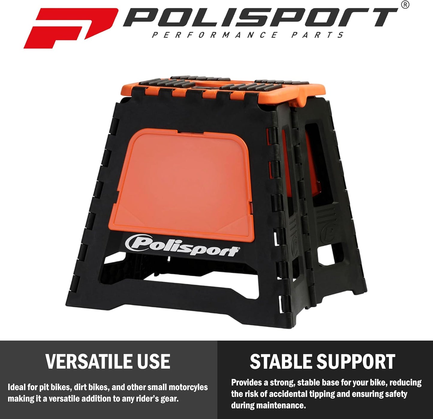 POLISPORT - SUPPORTO MOTO STAND PIEGHEVOLE PORTATILE CAVALLETTO CROSS ENDURO ARANCIONE