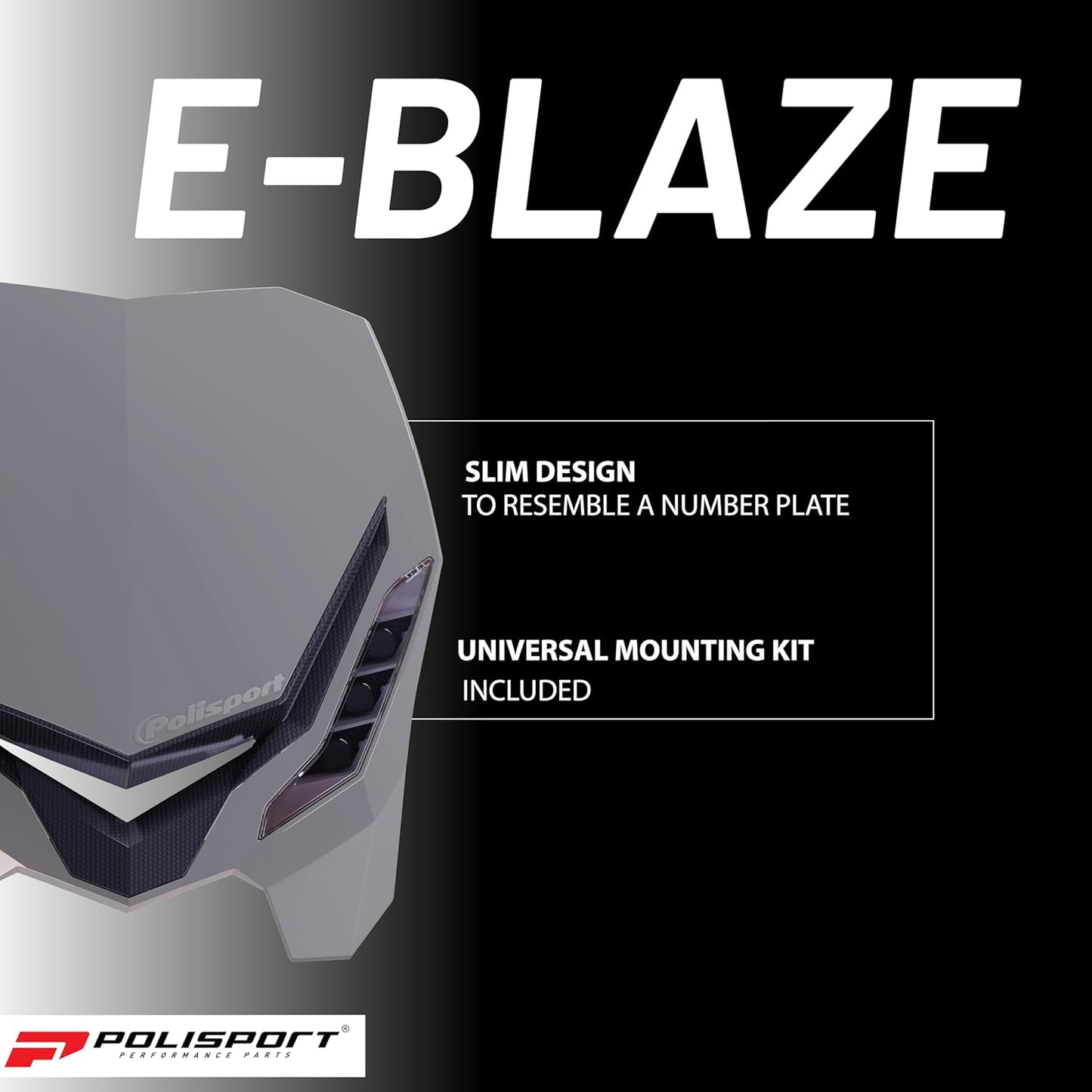 POLISPORT - FARO E-BLAZE LED MASCHERINA IN CARBONIO CROSS ENDURO GRIGIO NARDO