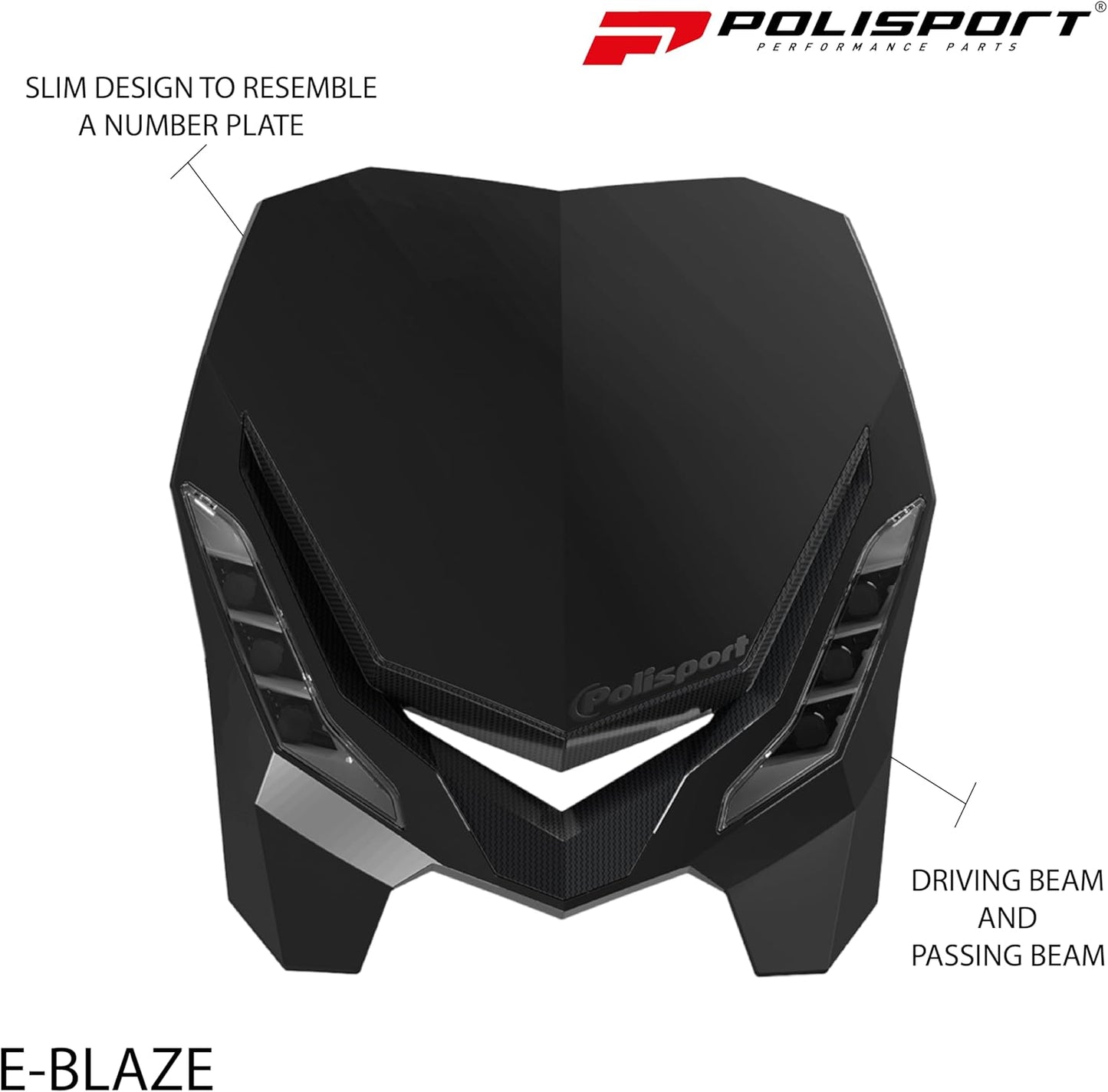 POLISPORT - FARO E-BLAZE LED MASCHERINA IN CARBONIO CROSS ENDURO NERO