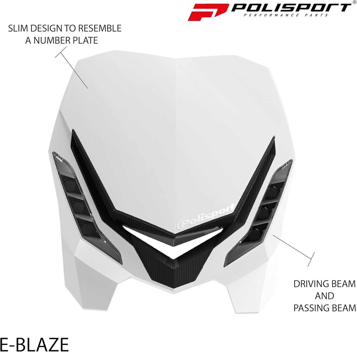 POLISPORT - FARO E-BLAZE LED MASCHERINA IN CARBONIO CROSS ENDURO BIANCO