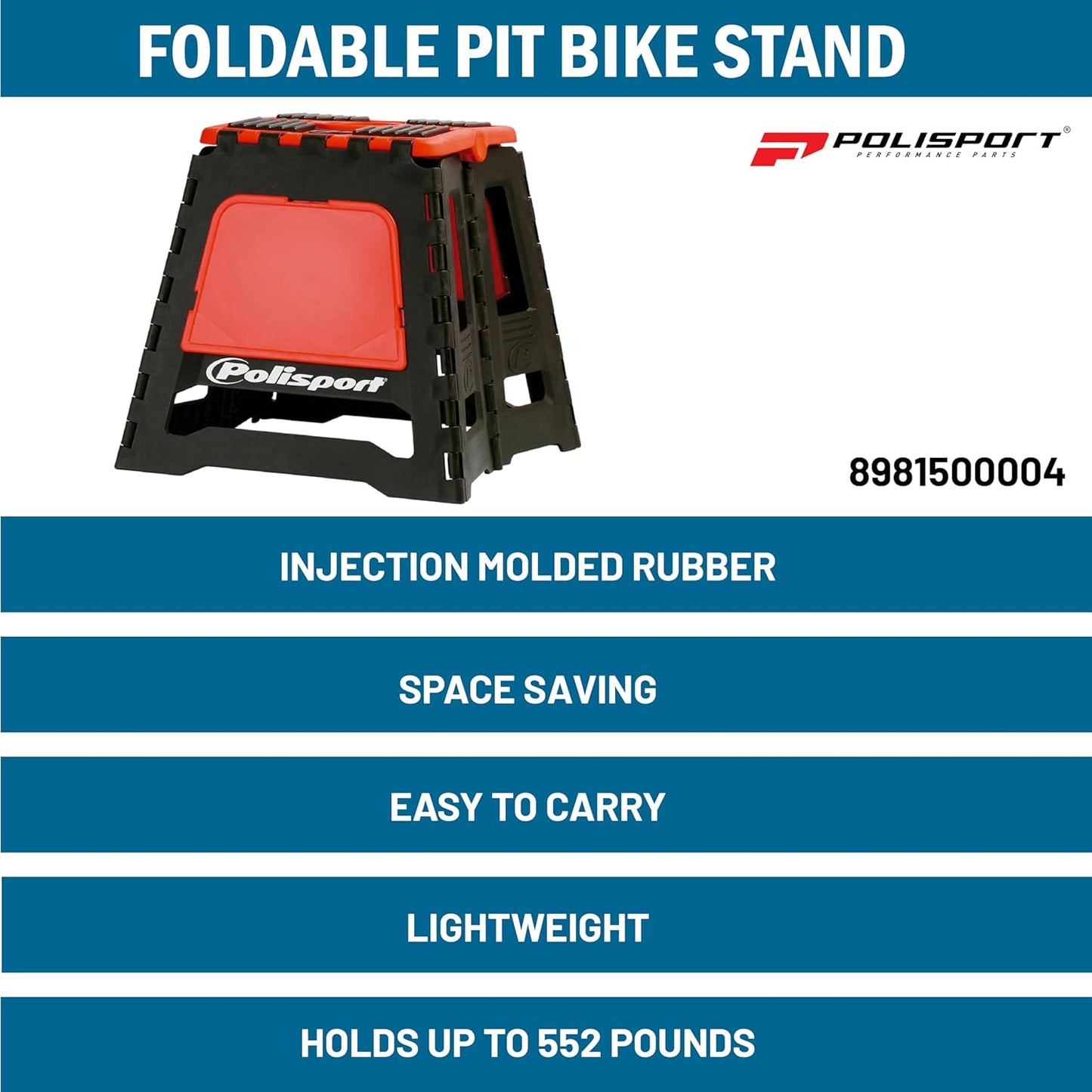 POLISPORT - SUPPORTO MOTO STAND PIEGHEVOLE PORTATILE CAVALLETTO CROSS ENDURO ROSSO