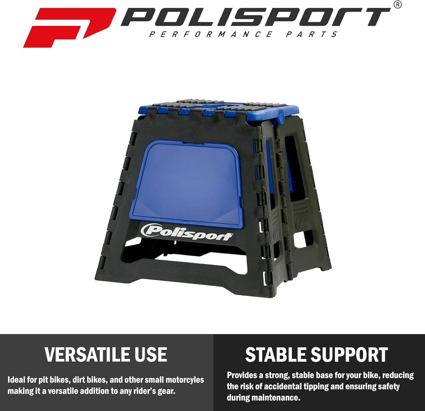 POLISPORT - SUPPORTO MOTO STAND PIEGHEVOLE PORTATILE CAVALLETTO CROSS ENDURO BLU
