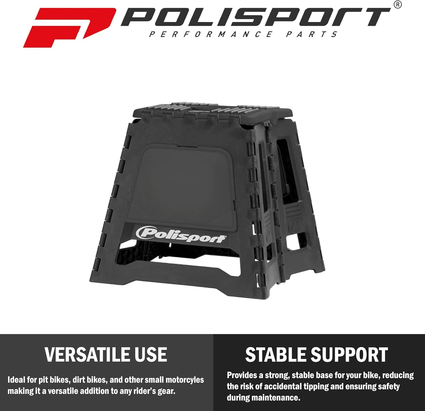 POLISPORT - SUPPORTO MOTO STAND PIEGHEVOLE PORTATILE CAVALLETTO CROSS ENDURO NERO