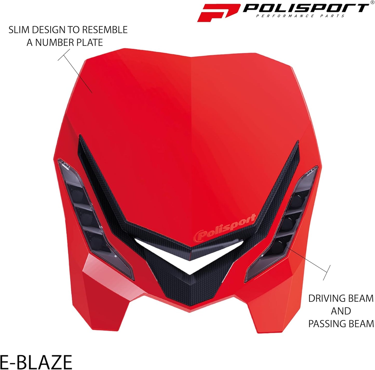 POLISPORT - FARO E-BLAZE LED MASCHERINA IN CARBONIO CROSS ENDURO ROSSO