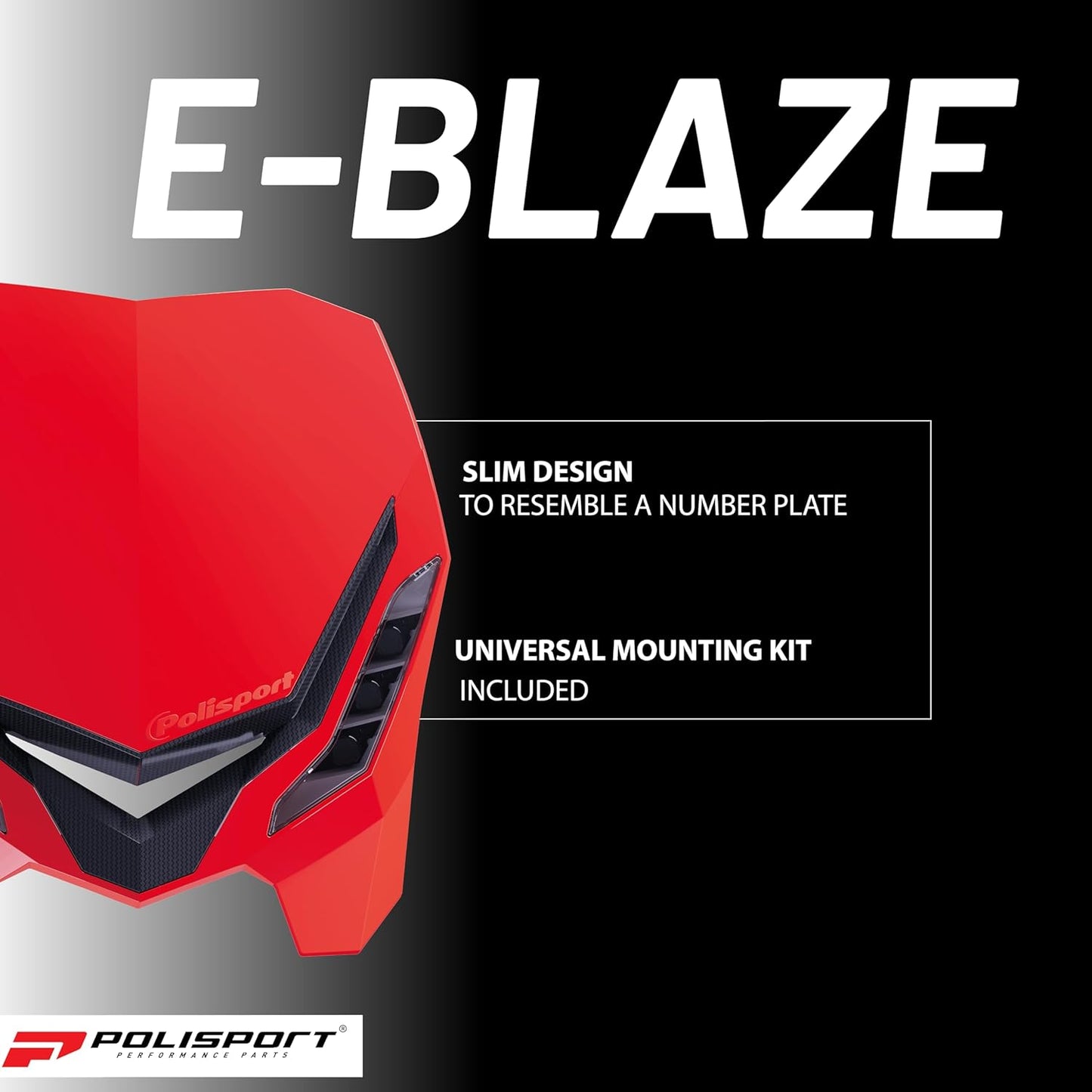 POLISPORT - FARO E-BLAZE LED MASCHERINA IN CARBONIO CROSS ENDURO ROSSO