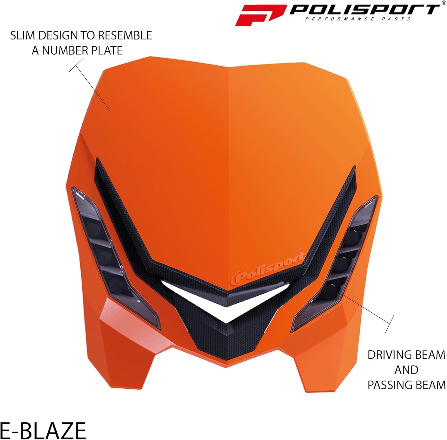 POLISPORT - FARO E-BLAZE LED MASCHERINA IN CARBONIO CROSS ENDURO ARANCIONE