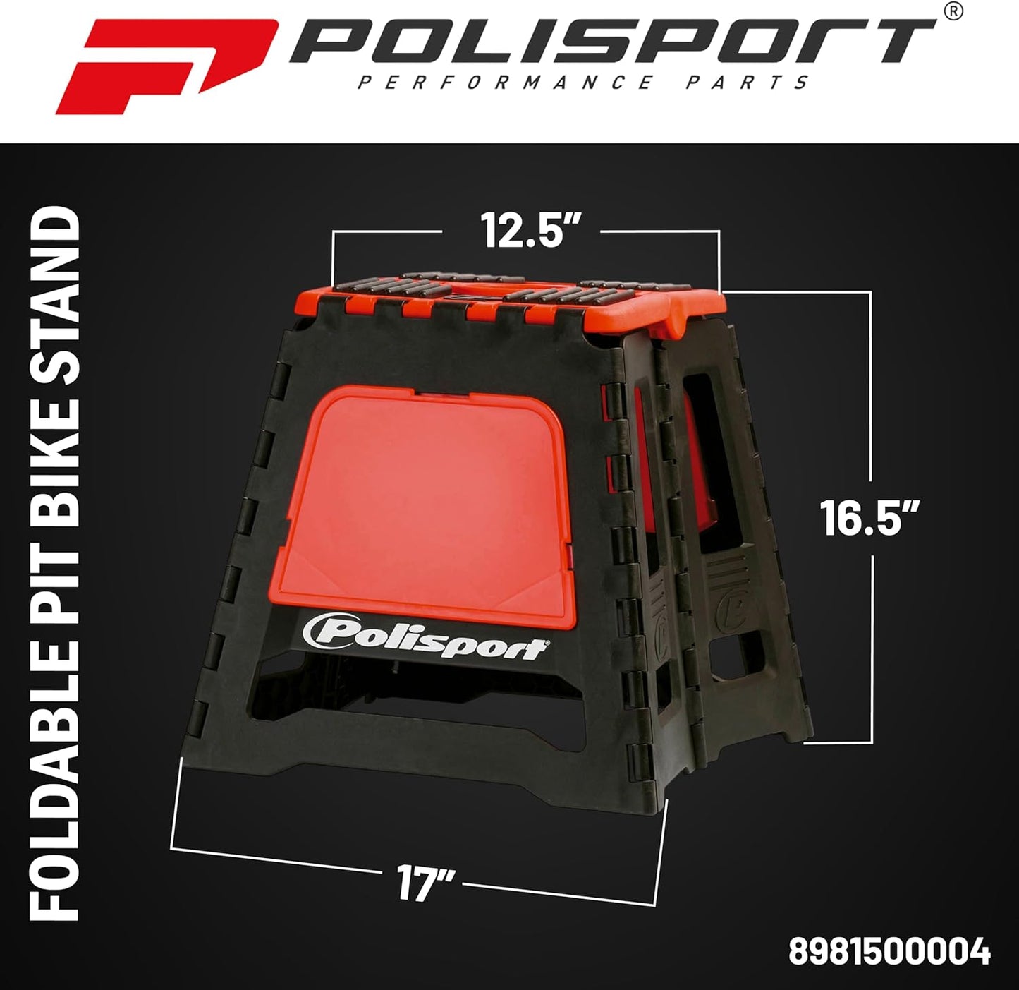 POLISPORT - SUPPORTO MOTO STAND PIEGHEVOLE PORTATILE CAVALLETTO CROSS ENDURO ROSSO