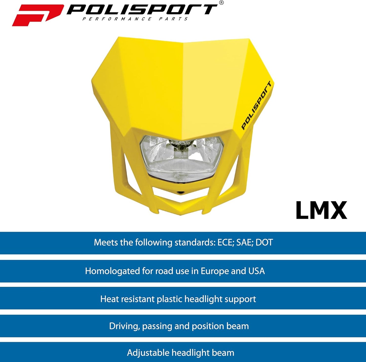 POLISPORT - FARO E MASCHERINA COMPLETO ALOGENA LMX ECE CROSS ENDURO GIALLO
