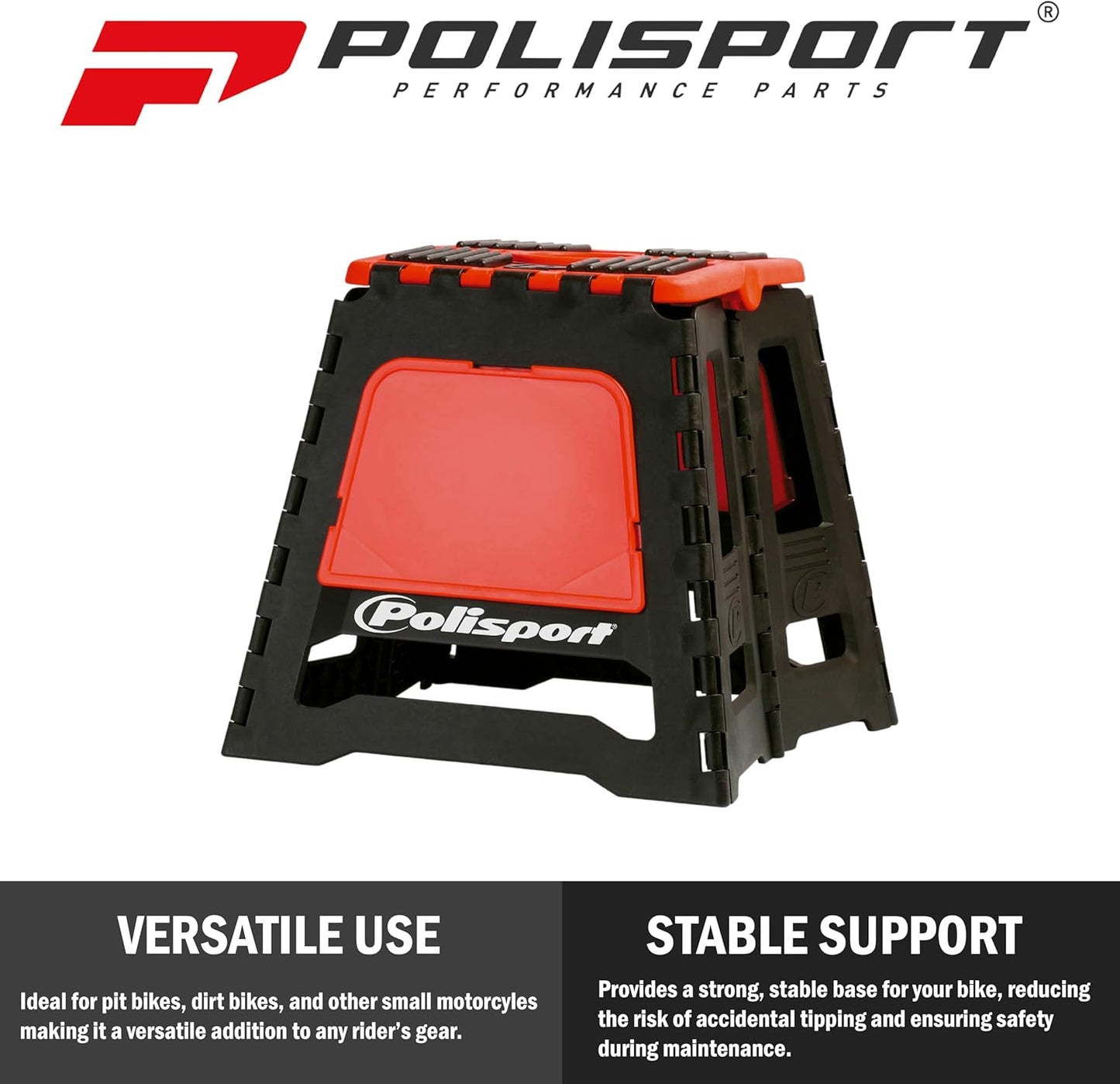 POLISPORT - SUPPORTO MOTO STAND PIEGHEVOLE PORTATILE CAVALLETTO CROSS ENDURO ROSSO