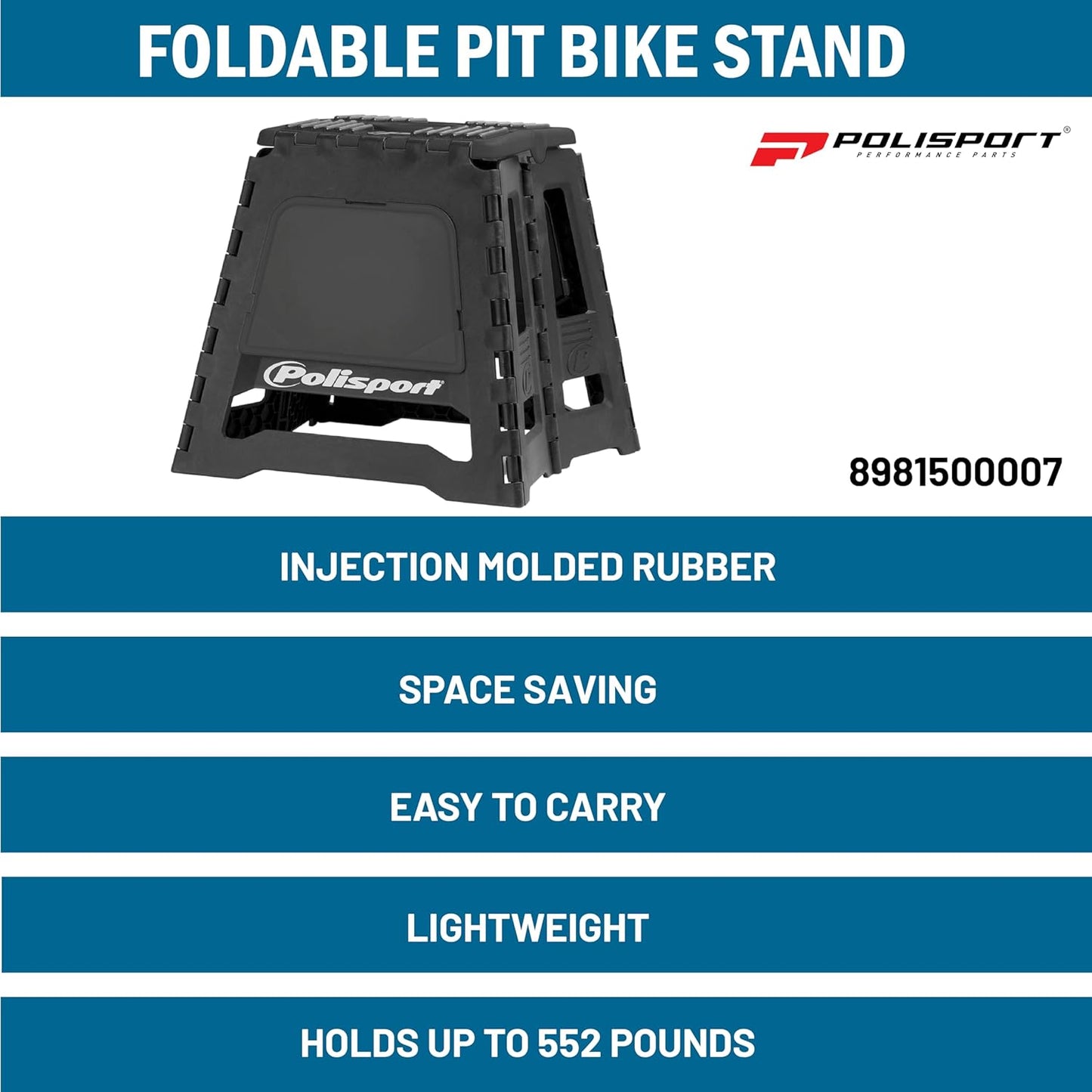 POLISPORT - SUPPORTO MOTO STAND PIEGHEVOLE PORTATILE CAVALLETTO CROSS ENDURO NERO