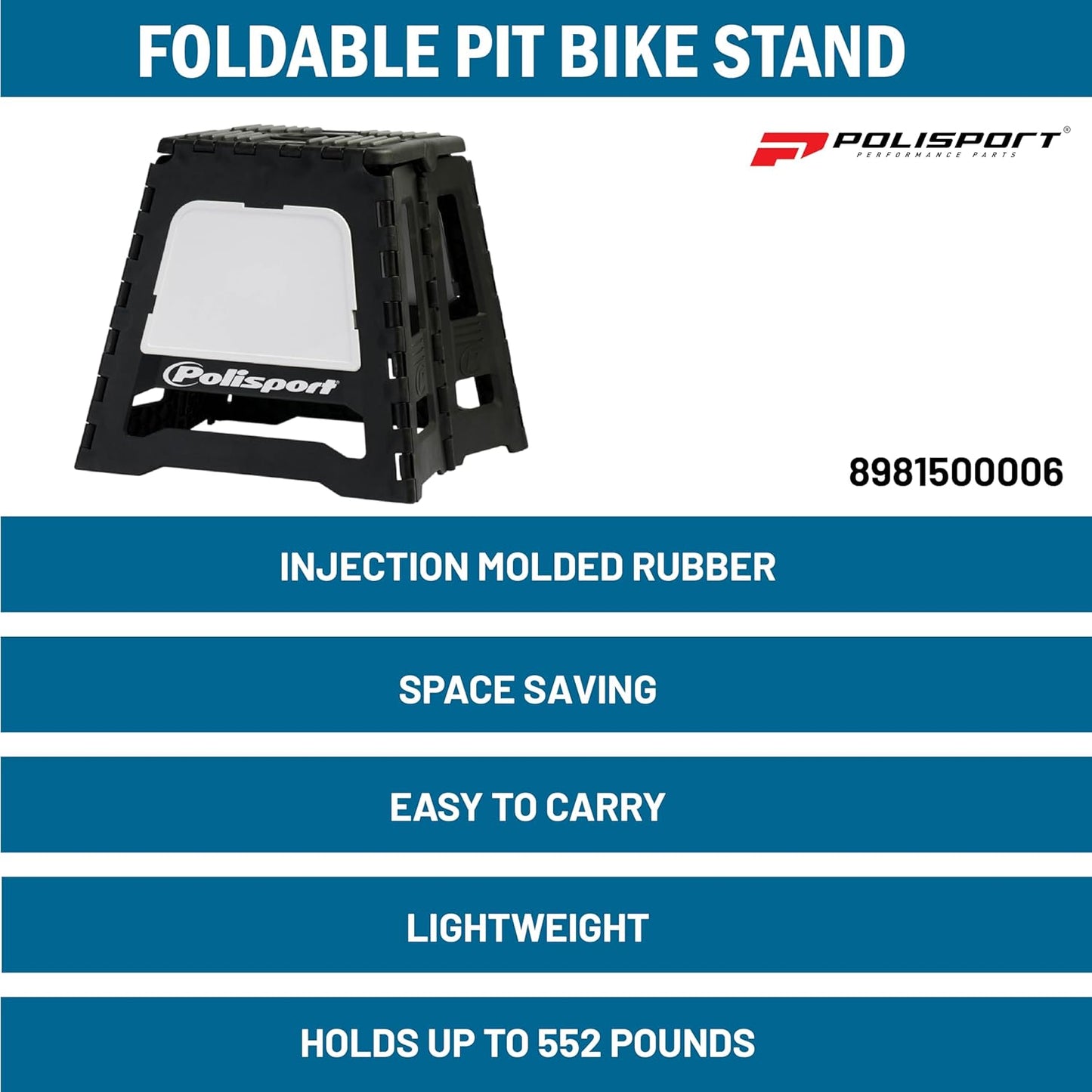 POLISPORT - SUPPORTO MOTO STAND PIEGHEVOLE PORTATILE CAVALLETTO CROSS ENDURO BIANCO