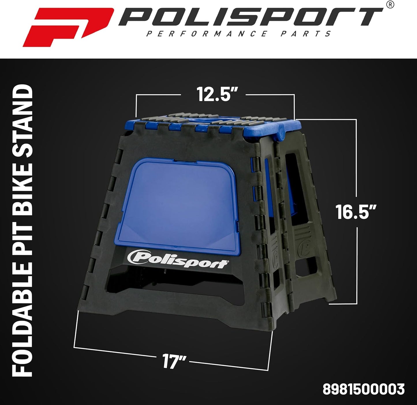 POLISPORT - SUPPORTO MOTO STAND PIEGHEVOLE PORTATILE CAVALLETTO CROSS ENDURO BLU