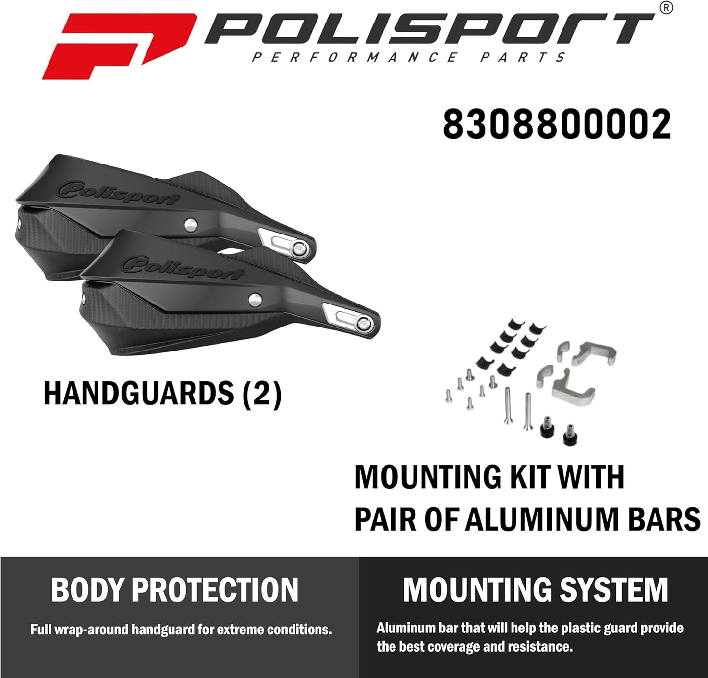POLISPORT - SET PARAMANI TRAIL BLAZER 2 CON SET DI FISSAGGIO E BARRA MX-STYLE NERO