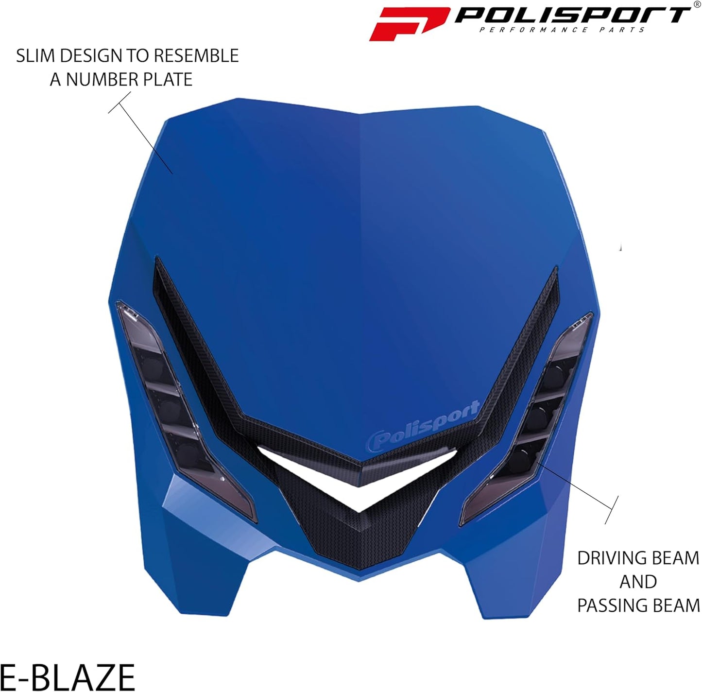 POLISPORT - FARO E-BLAZE LED MASCHERINA IN CARBONIO CROSS ENDURO BLU