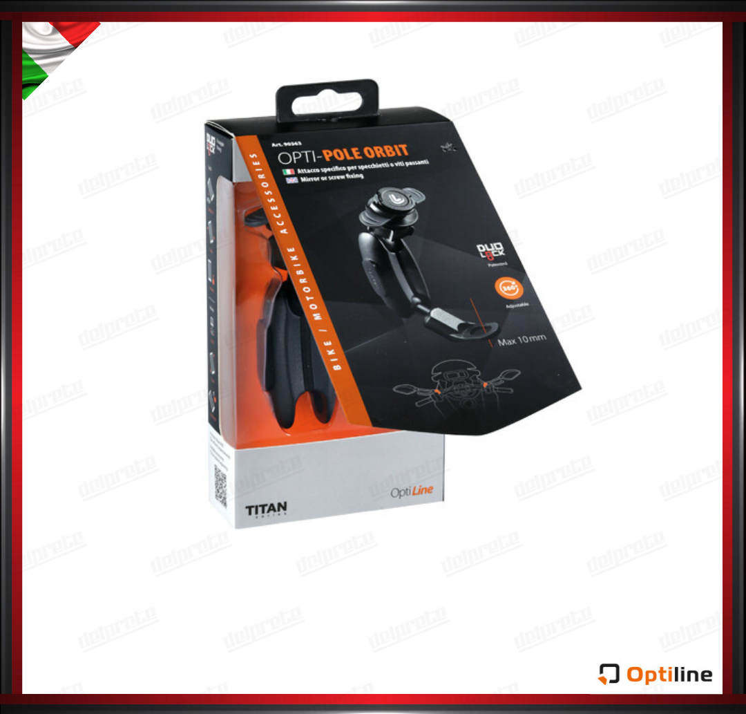 TITAN POLE ORBIT PORTA TELEFONO SUPPORTO A BRACCIO SNODATO CON ATTACCO SPECCHIETTI O VITI PASSANTI DUOLOCK