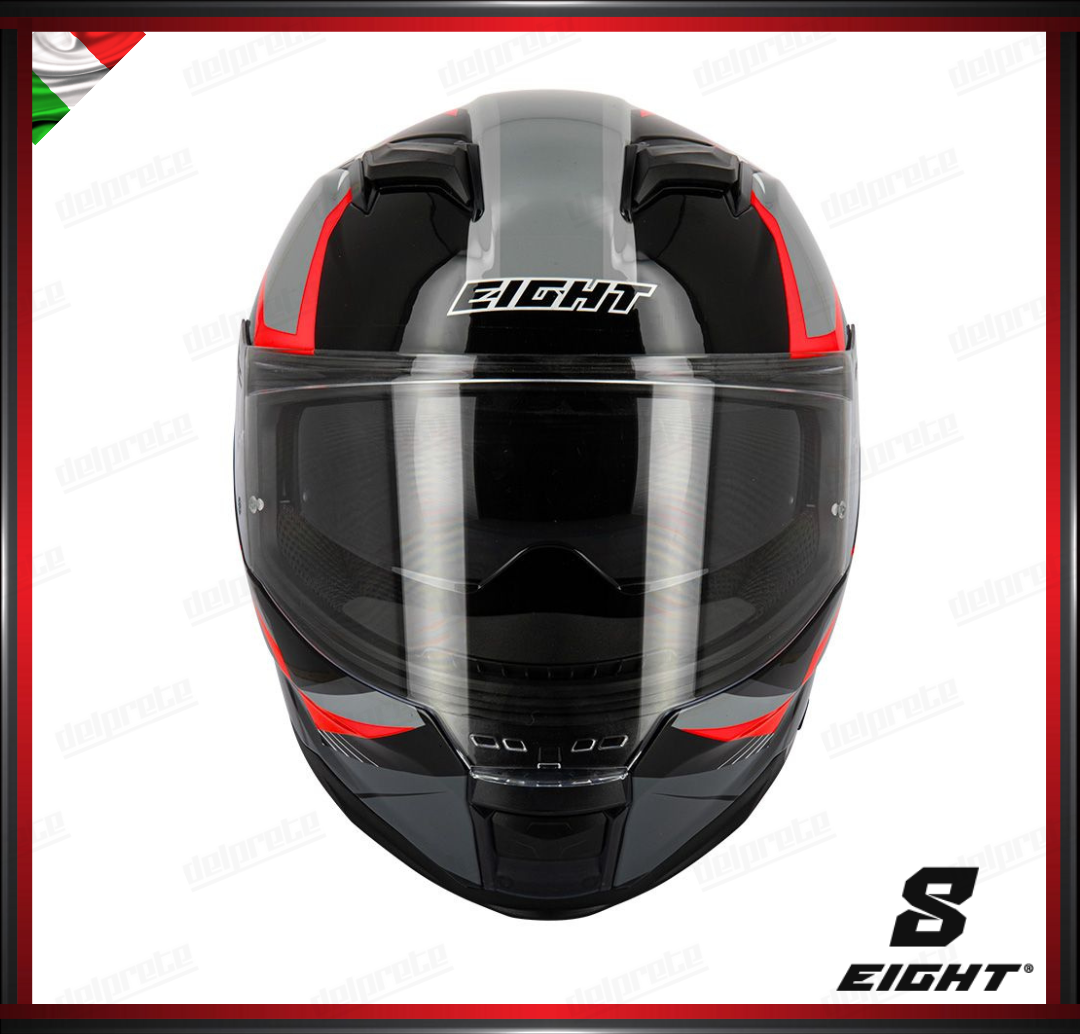 CASCO INTEGRALE - EIGHT S442 VENGE R SABERTOOTH - NERO/ROSSO LUCIDO