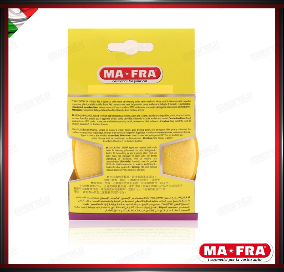 MAFRA - FOAM PAD APPLICATORE POLISH CERA MORBIDO SPUGNA (GIALLO) KIT 2 PEZZI