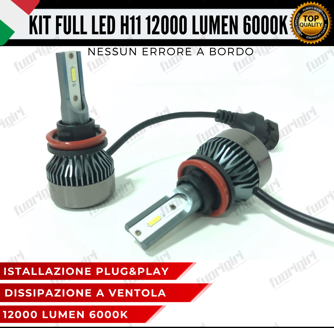 CONVERSIONE FARI FULL LED FIAT BRAVO MK2 15000 LUMEN 6000K BIANCO CANBUS NOERROR