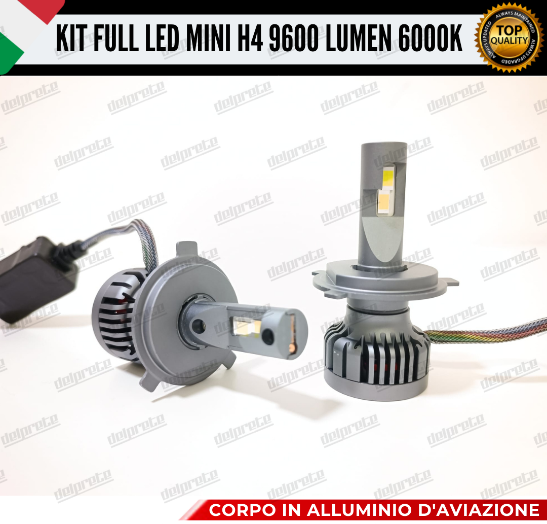 CONVERSIONE LED H4 FIAT PANDA MK1 + ADATTATORI 9600 LUMEN 100% NO ERROR ANABB+ABB