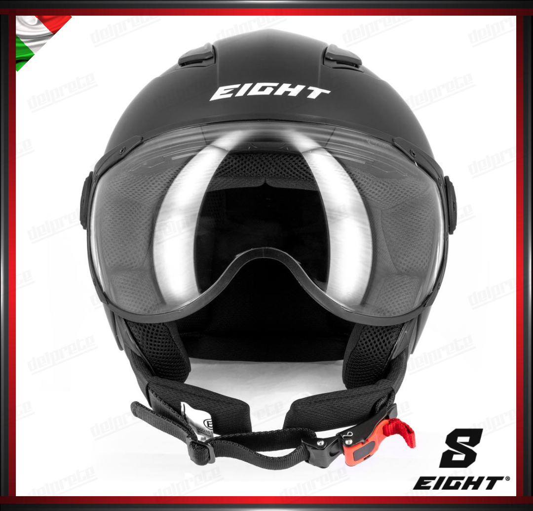 CASCO JET - EIGHT LEOV S779 VISIERA AVIATORE - NERO OPACO