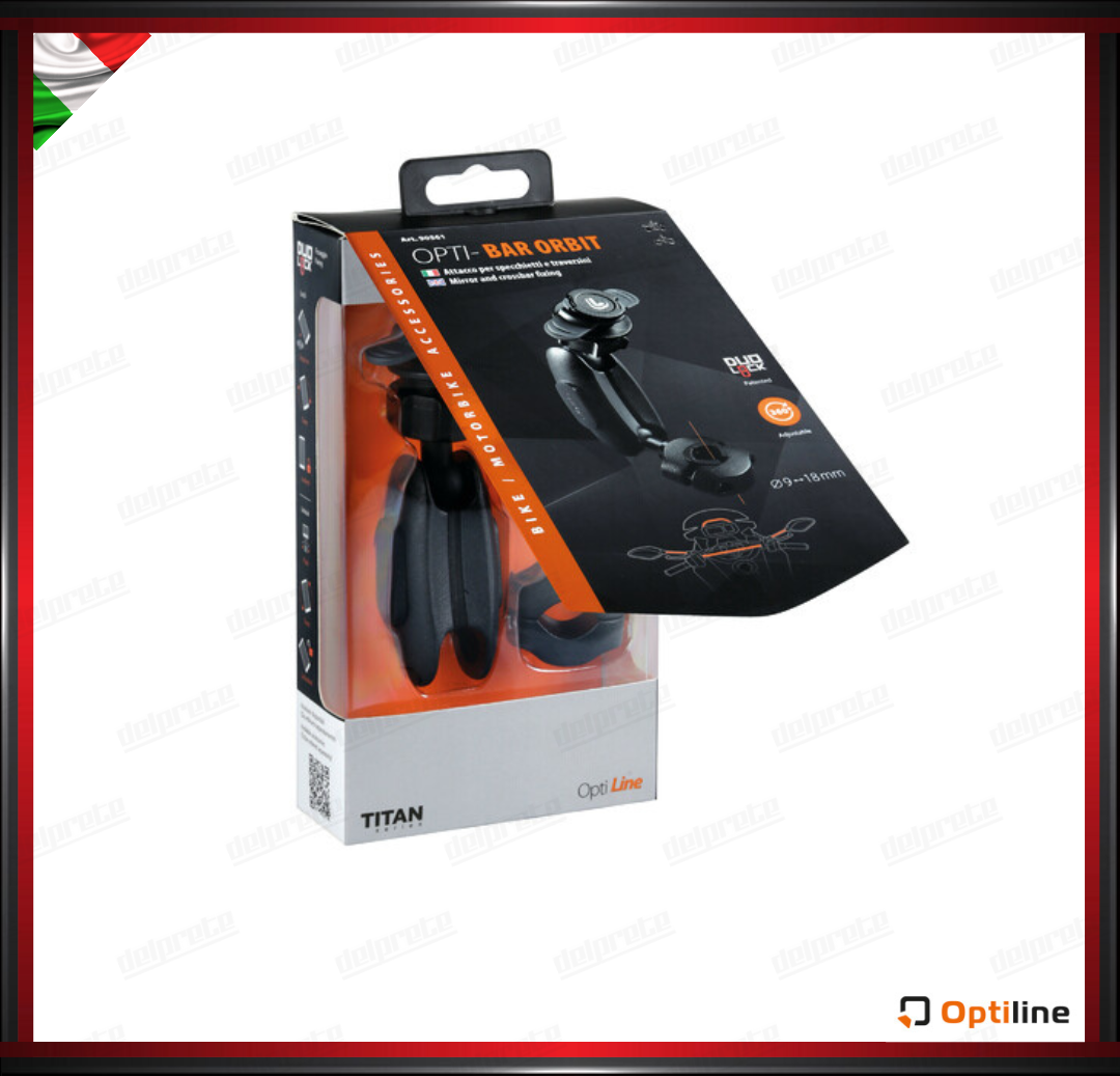 TITAN BAR ORBIT PORTA TELEFONO CON SUPPORTO SDONATO ATTACCO TRAVERSINI E SPECCHIETTI DUOLOCK