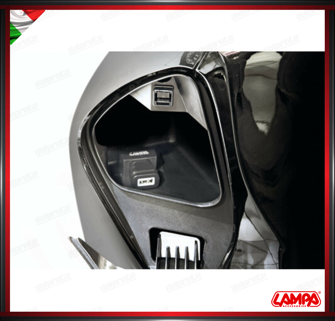 USB FIX OMEGA LAMPA CARICATORE USB MOTO FISSAGGIO CON VITI - 3000 MA 12/24V