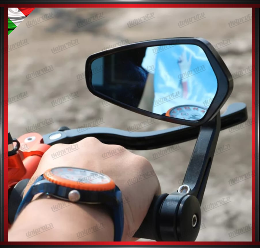 SPECCHIETTI RETROVISORI MANUBRIO COPPIA PER MOTO SCOOTER BAR END ROSSO CAFE RACER