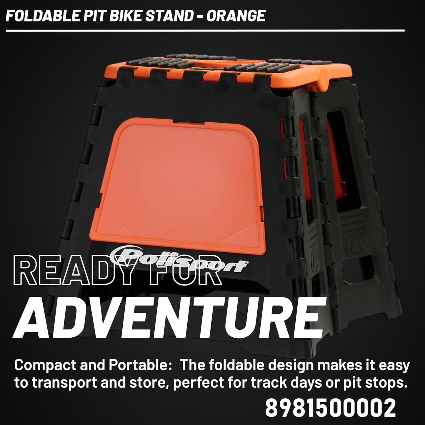 POLISPORT - SUPPORTO MOTO STAND PIEGHEVOLE PORTATILE CAVALLETTO CROSS ENDURO ARANCIONE