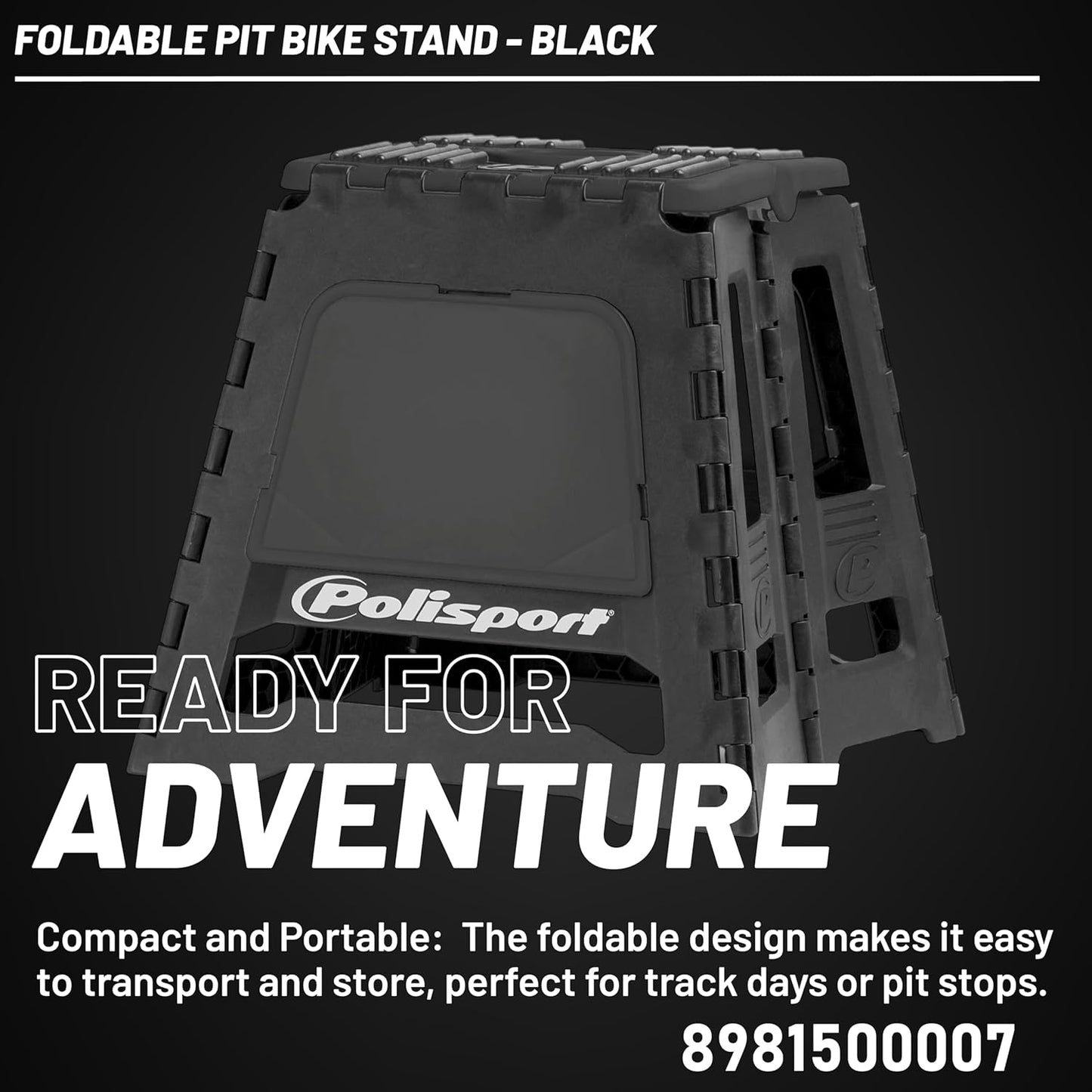 POLISPORT - SUPPORTO MOTO STAND PIEGHEVOLE PORTATILE CAVALLETTO CROSS ENDURO NERO