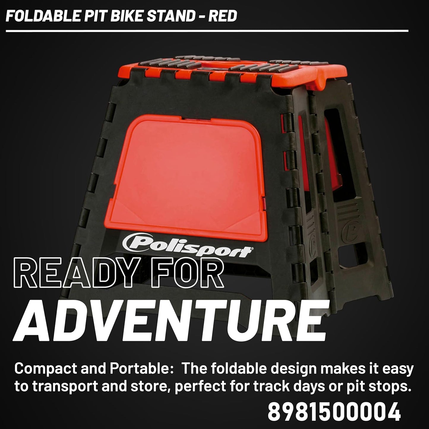 POLISPORT - SUPPORTO MOTO STAND PIEGHEVOLE PORTATILE CAVALLETTO CROSS ENDURO ROSSO