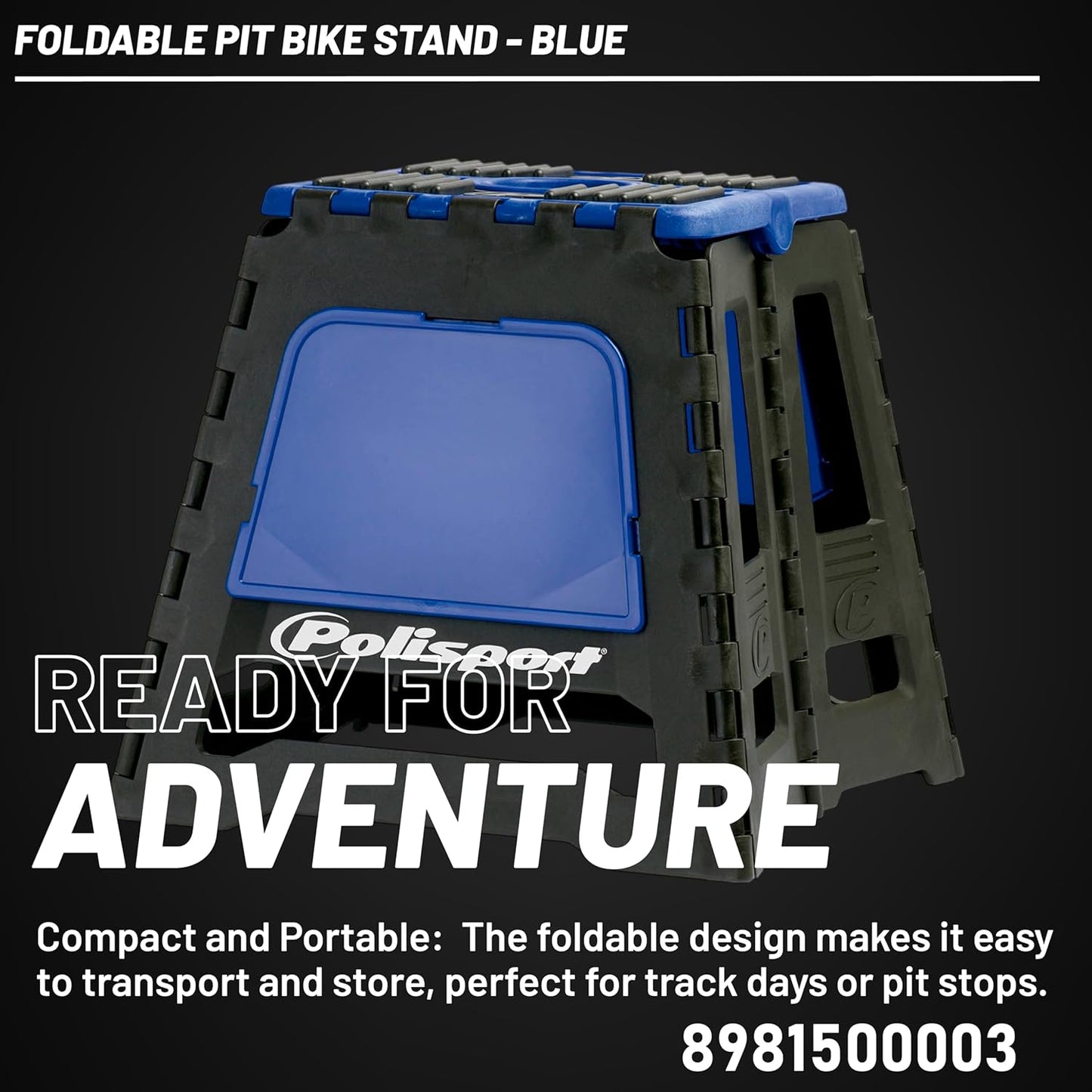 POLISPORT - SUPPORTO MOTO STAND PIEGHEVOLE PORTATILE CAVALLETTO CROSS ENDURO BLU