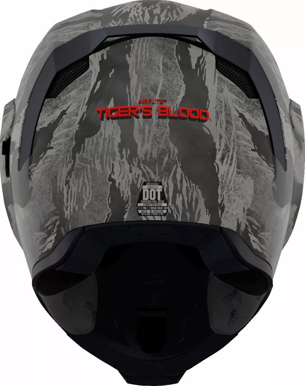 CASCO INTEGRALE - ICON AIRFLITE TIGER'S BLOOD MIPS - OMOLOGATO ECE 2206 GRIGIO E NERO