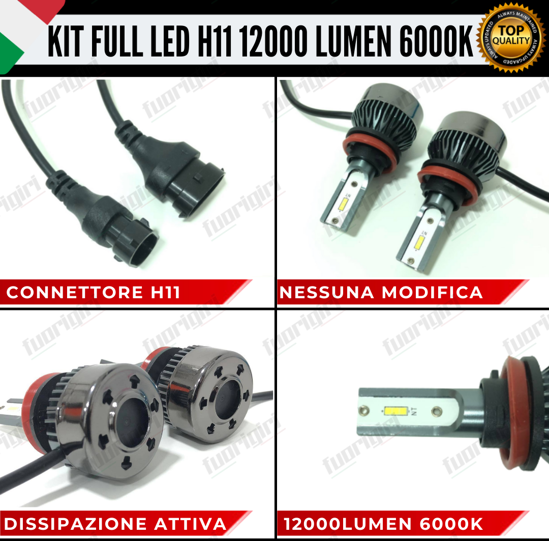 CONVERSIONE FARI FULL LED FIAT BRAVO MK2 15000 LUMEN 6000K BIANCO CANBUS NOERROR