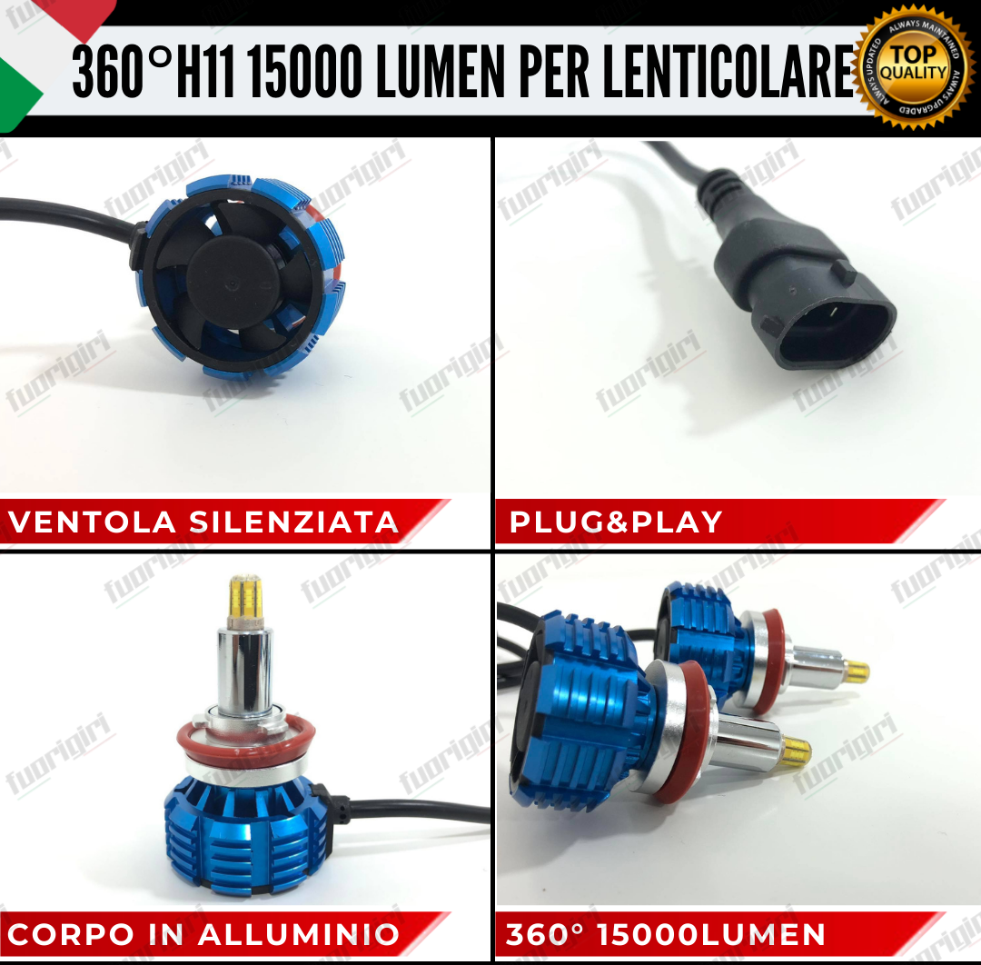 KIT FULL LED H11 360° GRADI PER LENTICOLARI DAIHATSU TERIOS MK2 100% NO ERRORE