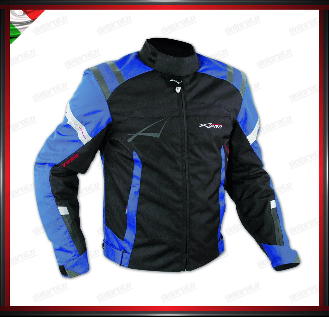 GIACCA MOTO BLU IN TESSUTO CORDURA INTERNO SFODERABILE PROTEZIONI CE ESTIVA