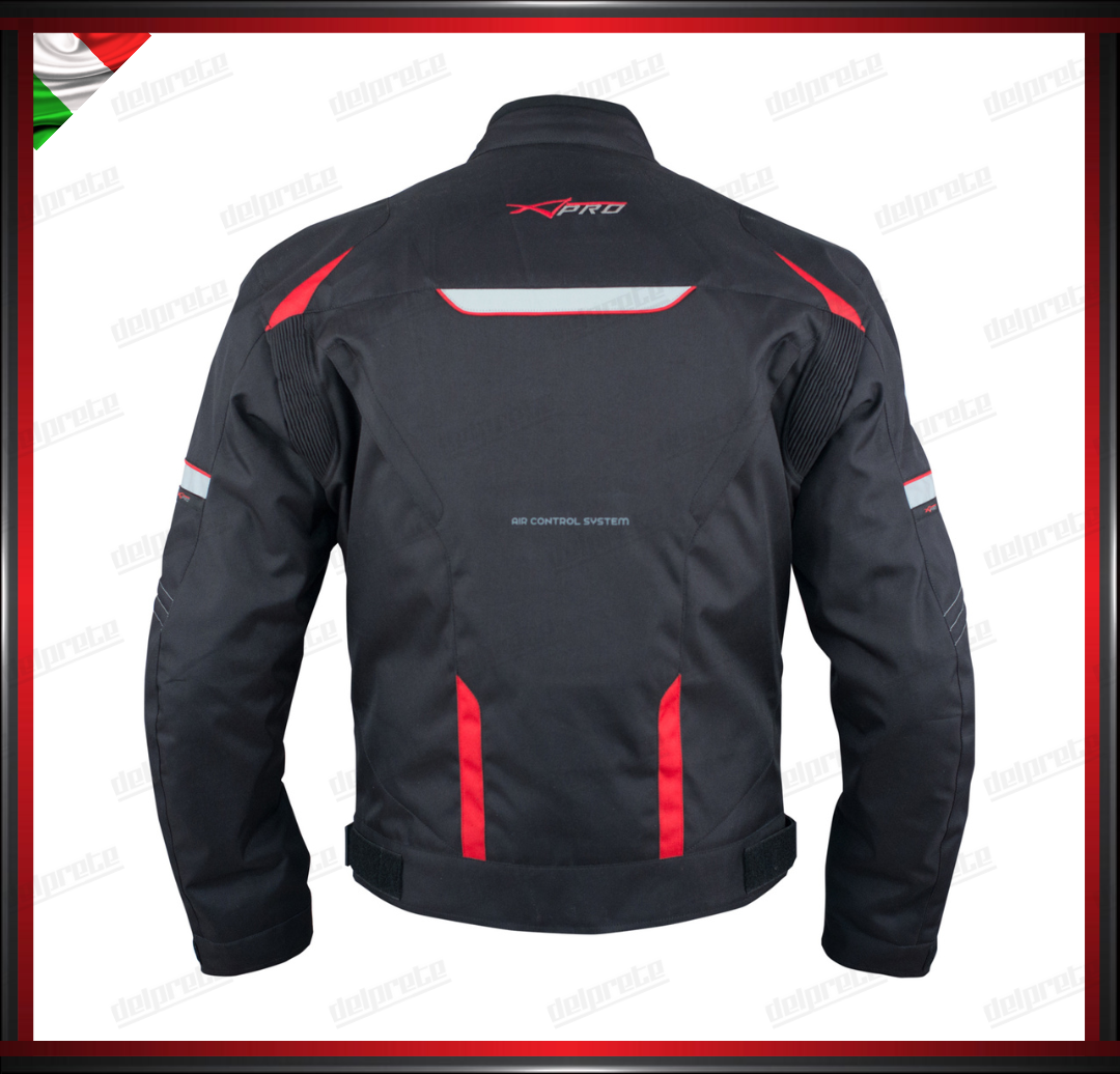 GIACCA IN TESSUTO INSERTI ROSSO IMPERMEABILE E VENTILATA PROTEZIONI OMOLOGATE CE