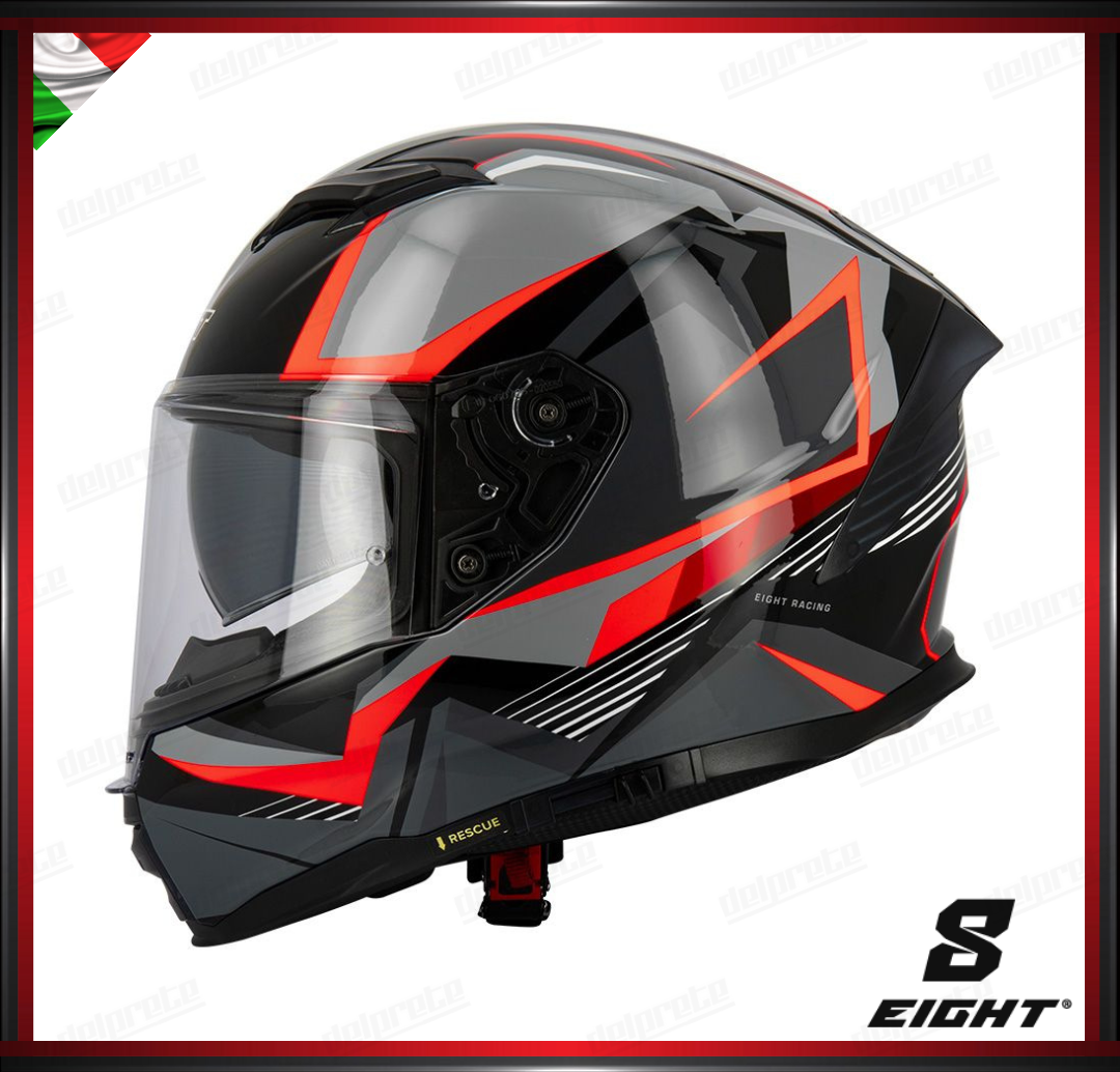 CASCO INTEGRALE - EIGHT S442 VENGE R SABERTOOTH - NERO/ROSSO LUCIDO