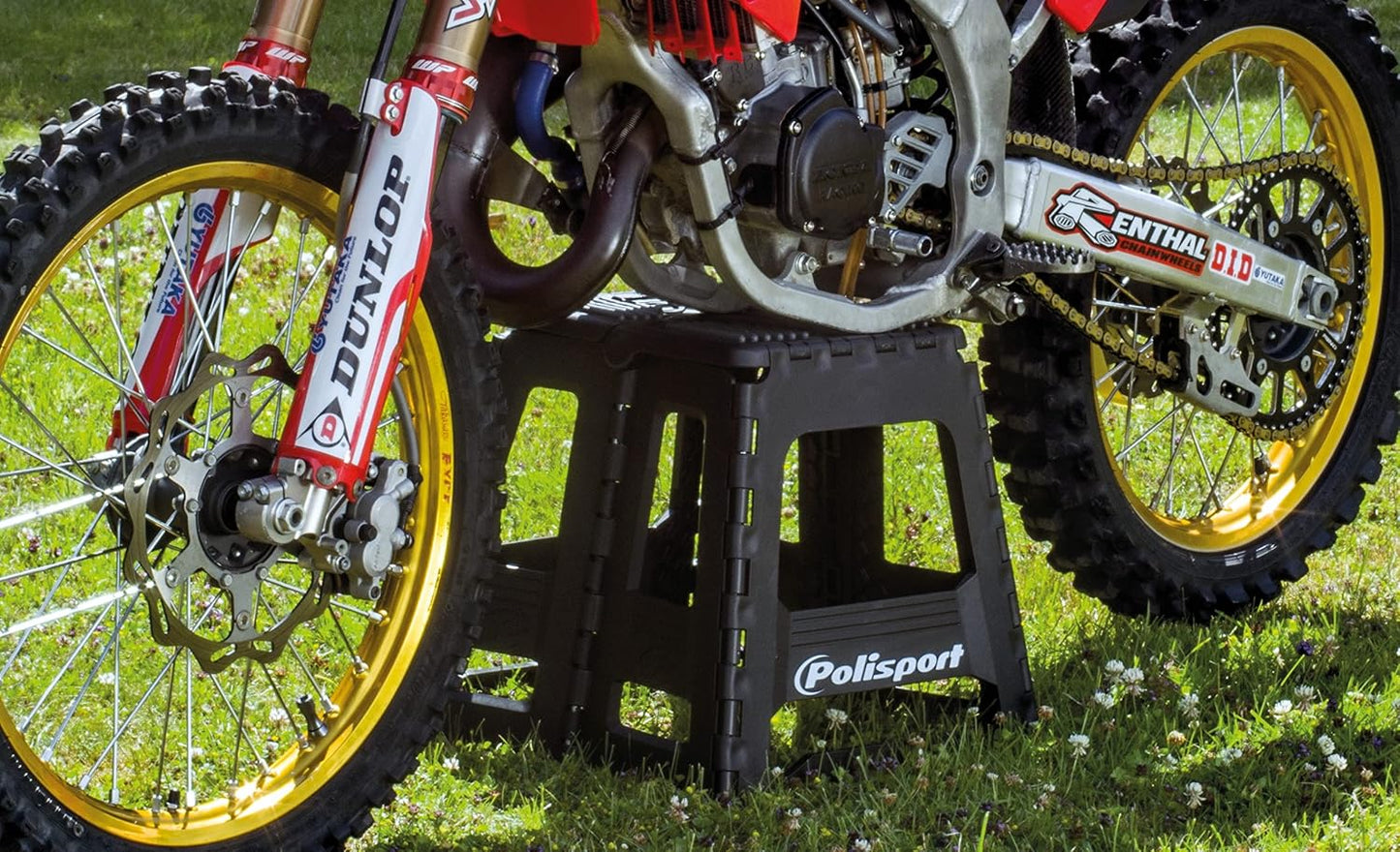 POLISPORT - SUPPORTO MOTO STAND PIEGHEVOLE PORTATILE CAVALLETTO CROSS ENDURO GIALLO