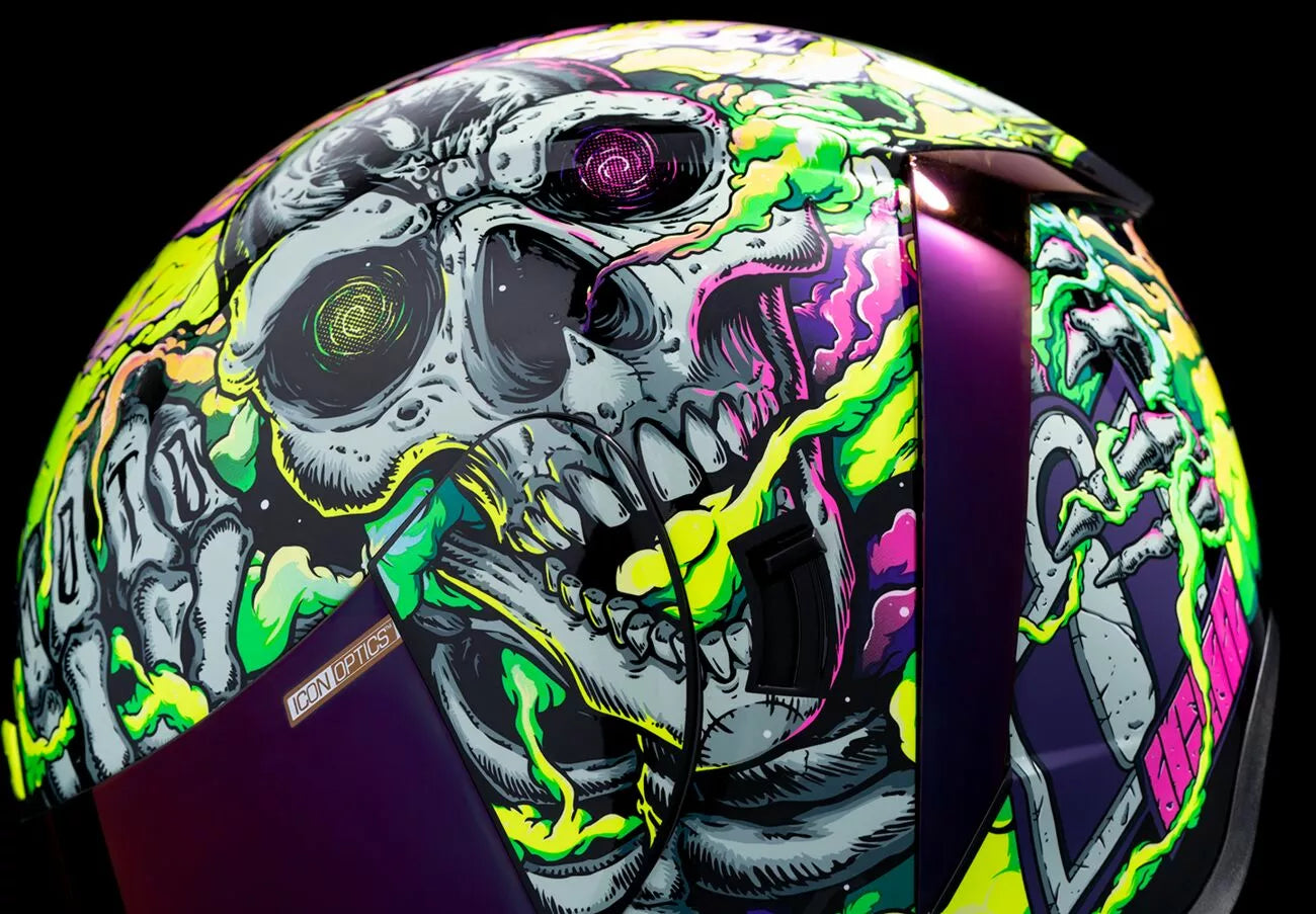 CASCO INTEGRALE - ICON AIRFORM HIPPY DIPPY - OMOLOGATO ECE 2206 VERDE TESCHIO