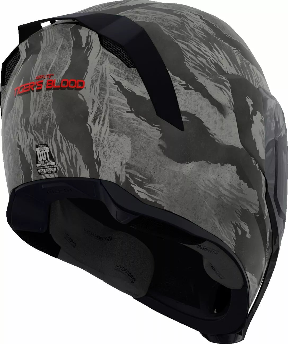 CASCO INTEGRALE - ICON AIRFLITE TIGER'S BLOOD MIPS - OMOLOGATO ECE 2206 GRIGIO E NERO