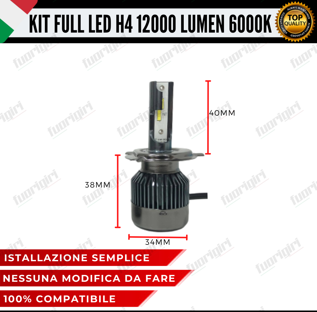 KIT FARI LED FIAT PANDA 169 ANABBAGLIANTI ABBAGLIANTI H4 LUCI POSIZIONE 12000LM