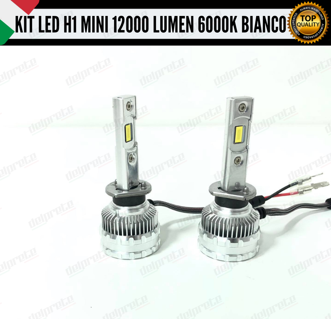 KIT LED FULL H1 6000K BIANCO 12000 LUMEN REALI CANBUS LED 100% NO ERRORE ALLUMINIO AVIAZIONE