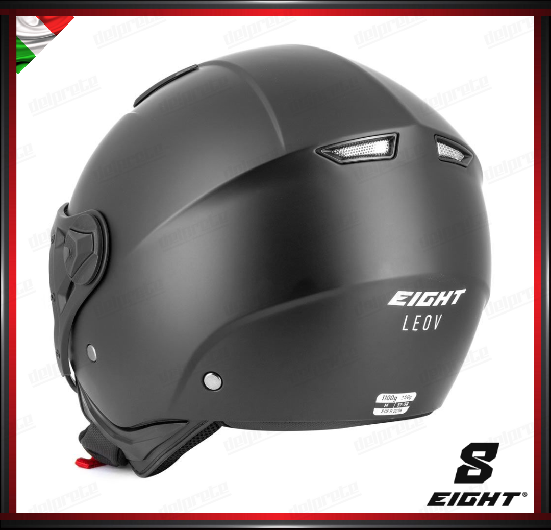 CASCO JET - EIGHT LEOV S779 VISIERA AVIATORE - NERO OPACO