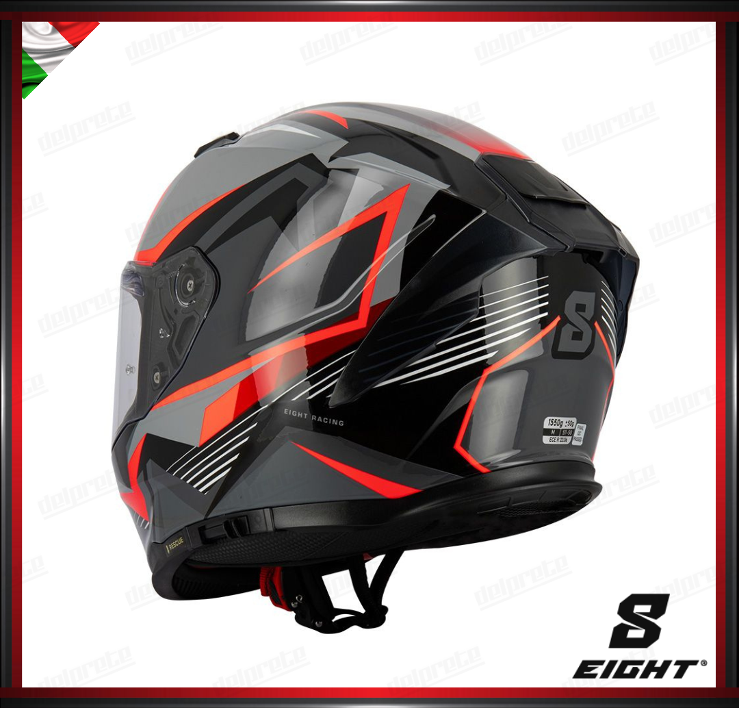 CASCO INTEGRALE - EIGHT S442 VENGE R SABERTOOTH - NERO/ROSSO LUCIDO