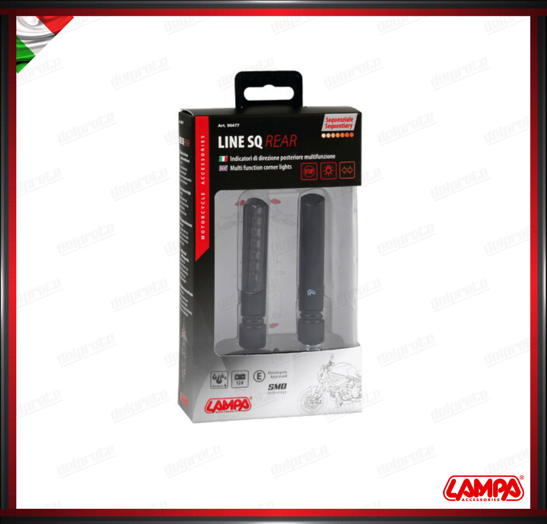 LINE SQ REAR LAMPA COPPIA INDICATORI DI DIREZIONE + POSIZIONI / STOP SEQUENZIALI A LED FRECCE OMOLOGATE - 12V
