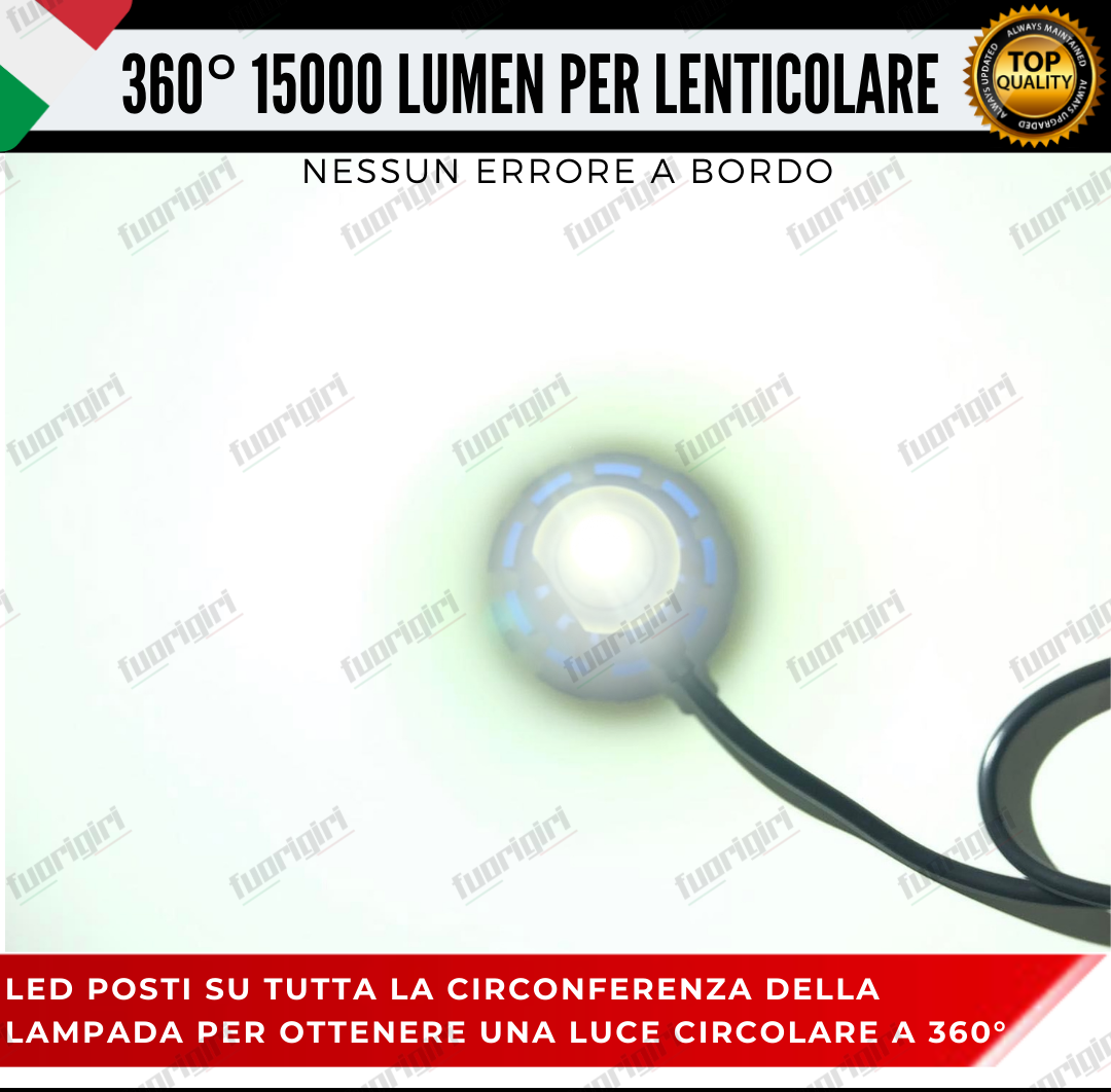 KIT FULL LED ANABBAGLIANTI H1 360° GRADI 15000L CANBUS SPECIFICO PER FARI LENTICOLARI BIANCO