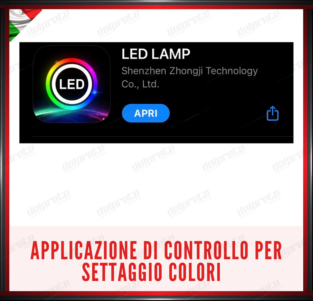 STRISCIA LED VANO PIEDI INTERNI AUTO AMBIENT LIGHT RGB MULTICOLORE COMANDO APP
