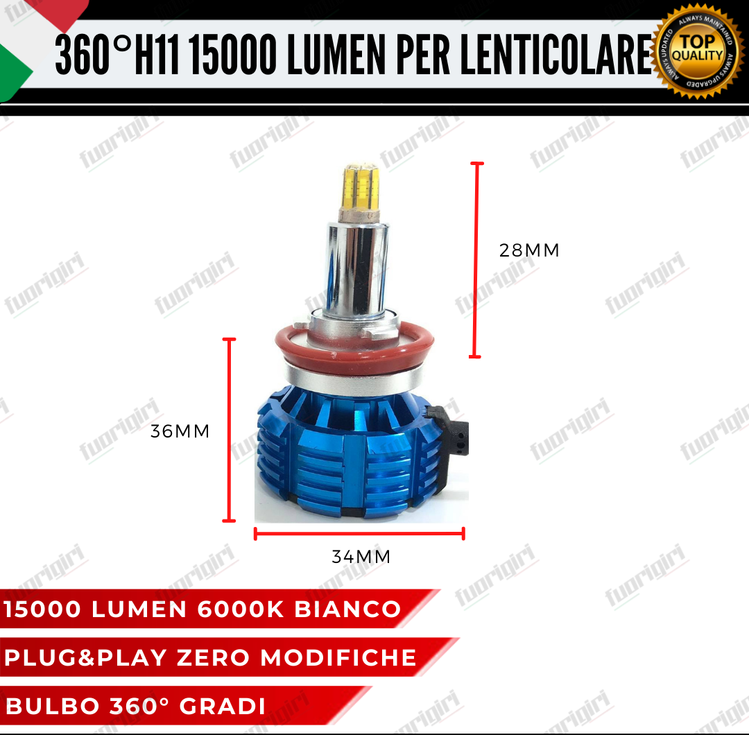 KIT FULL LED H11 360° GRADI PER LENTICOLARI DAIHATSU TERIOS MK2 100% NO ERRORE