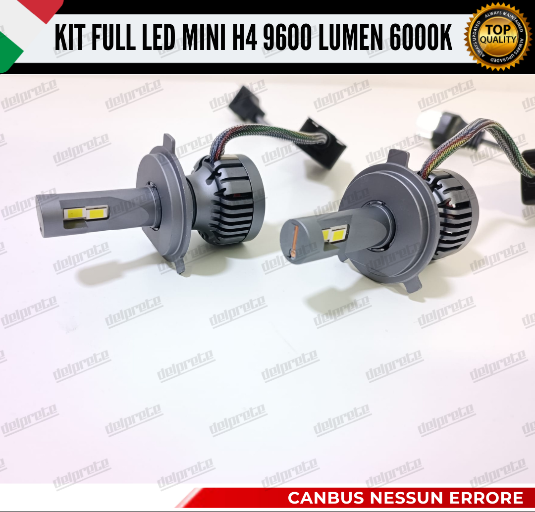 CONVERSIONE LED H4 FIAT PANDA MK1 + ADATTATORI 9600 LUMEN 100% NO ERROR ANABB+ABB